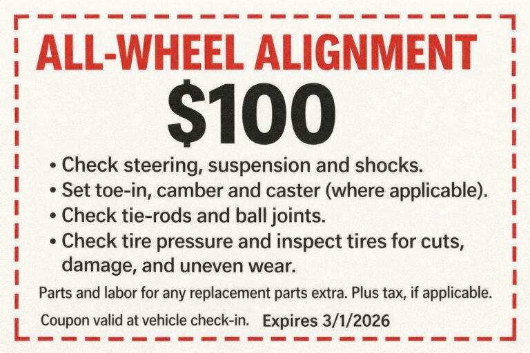 $100 wheel alignment