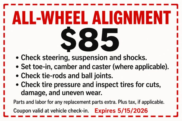 All Wheel Alignment $85