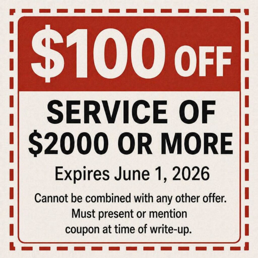 100 off service of $2000 or more