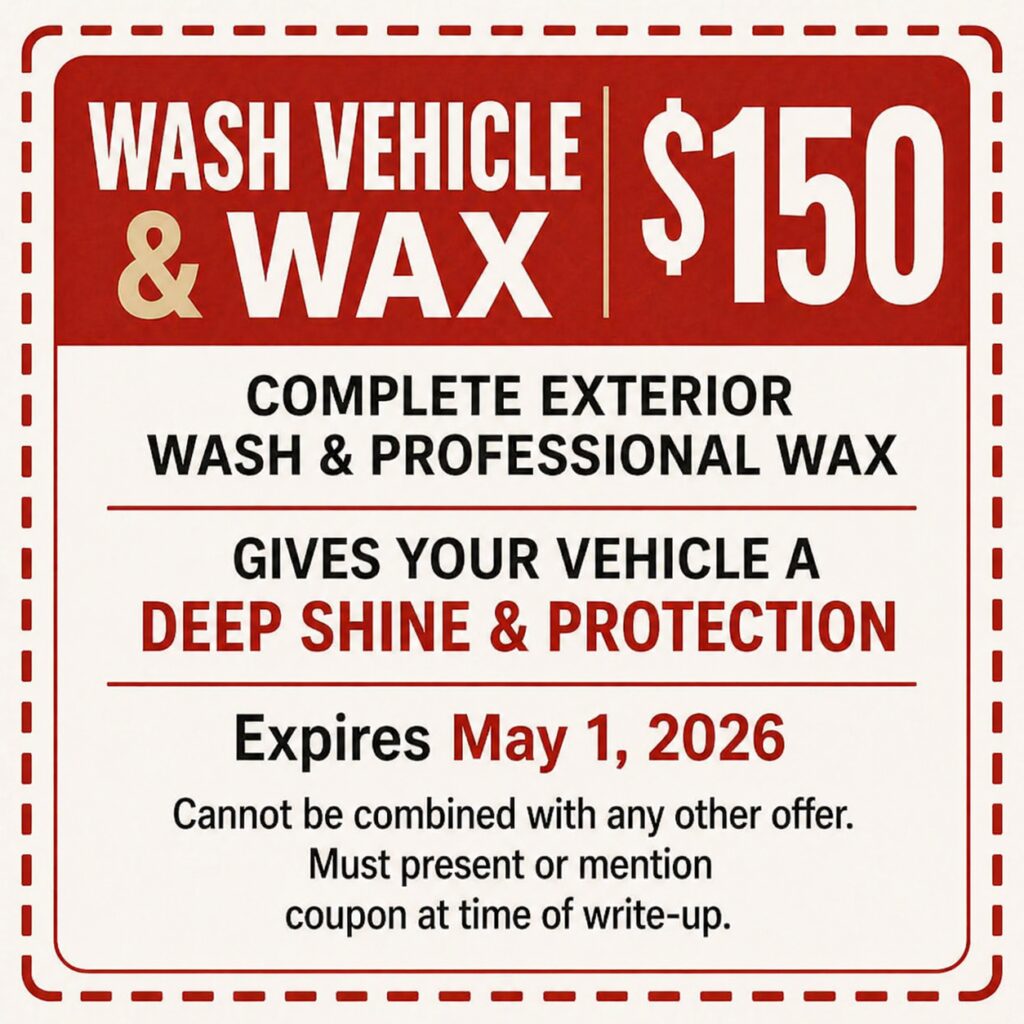 wash and wax coupon $150