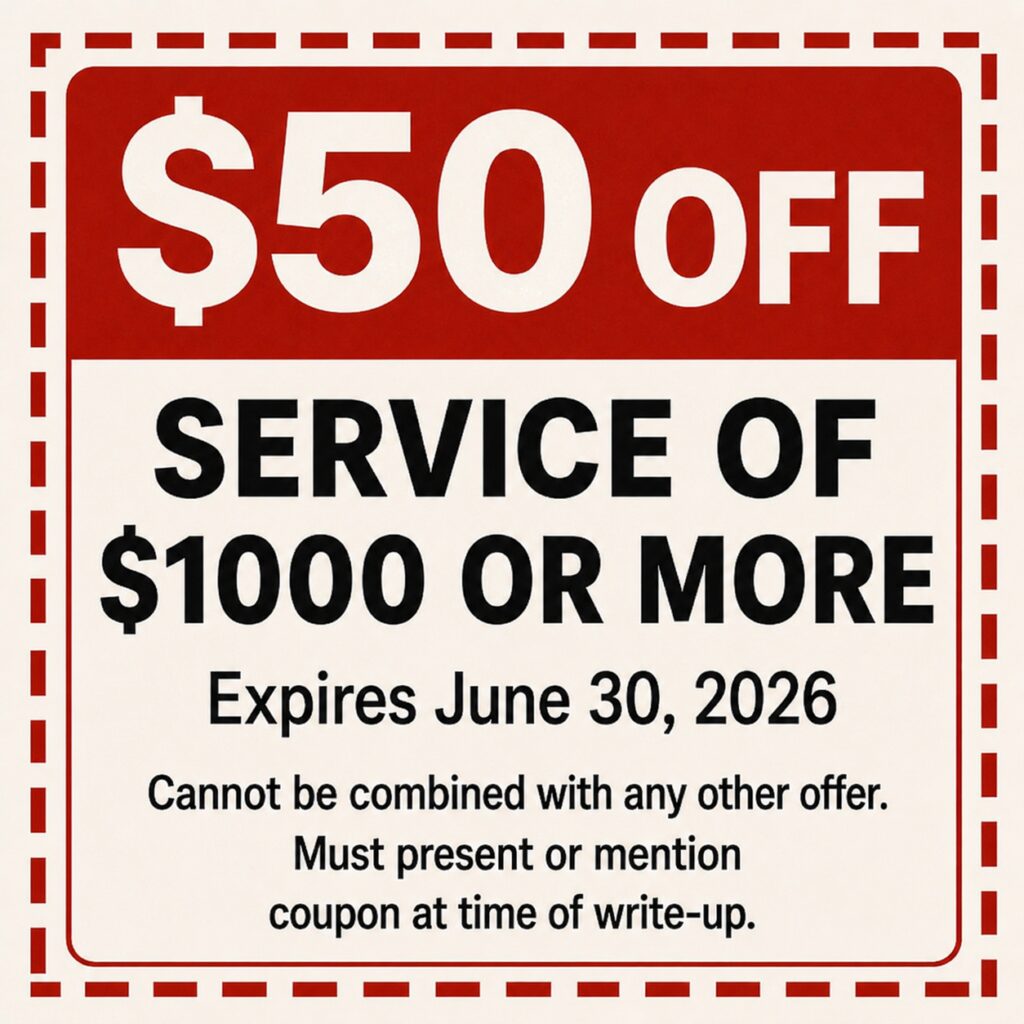 $50 0ff with a $1000 service