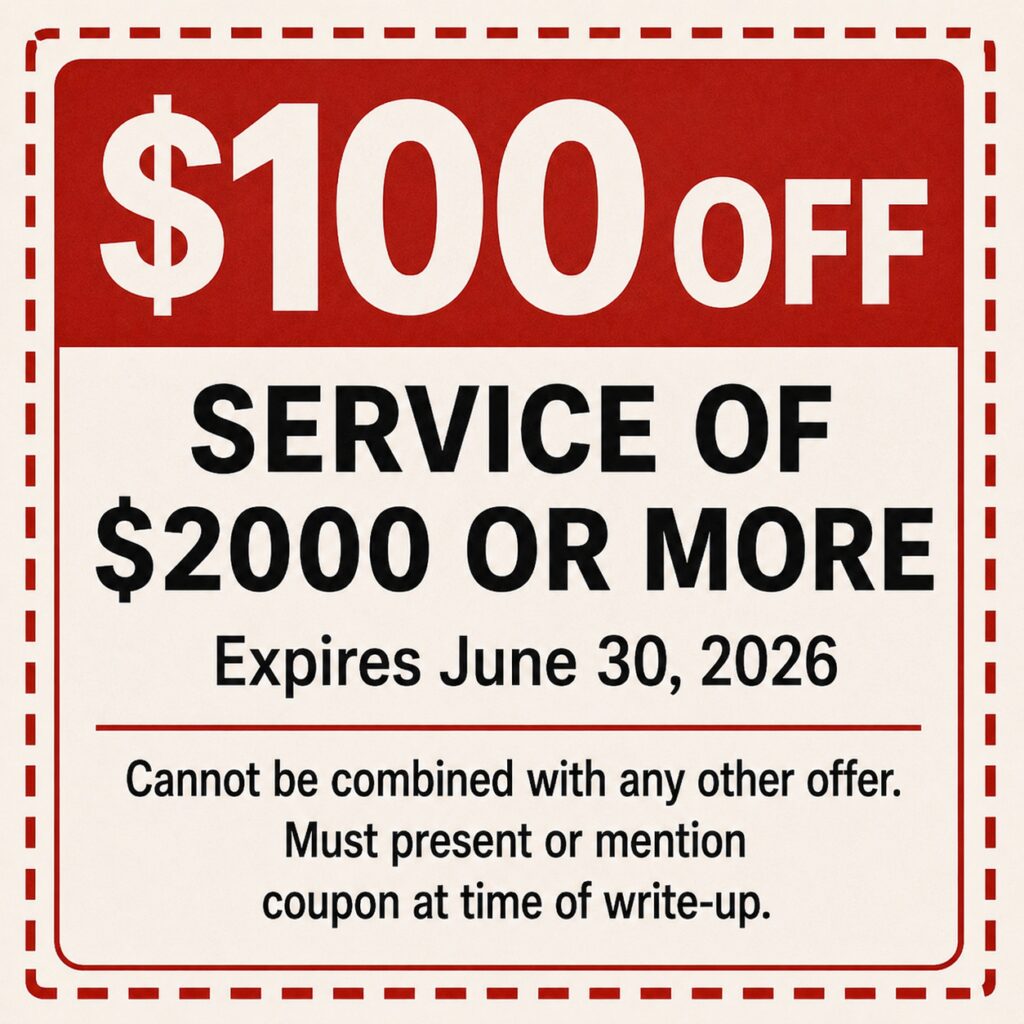 $100 0ff with a $1000 service