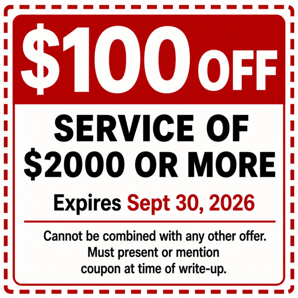 $100 off with $2000 of service or more